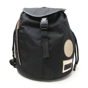 VERSACE Parfums Black Nylon Backpack Gold Medusa Logo Bag Travel Gym Drawstring